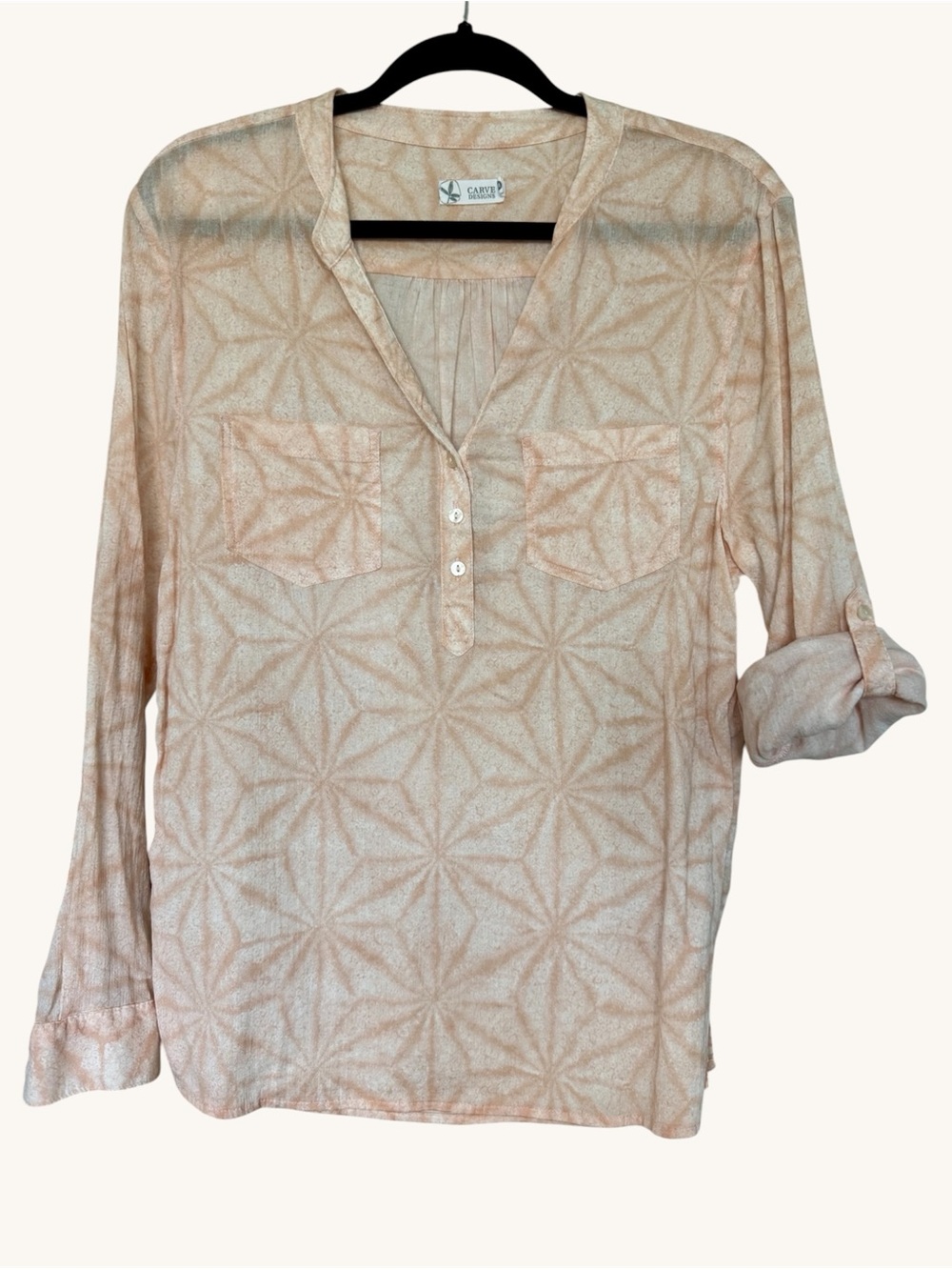 Carve Designs Peach Geo-Print V-Neck Tunic